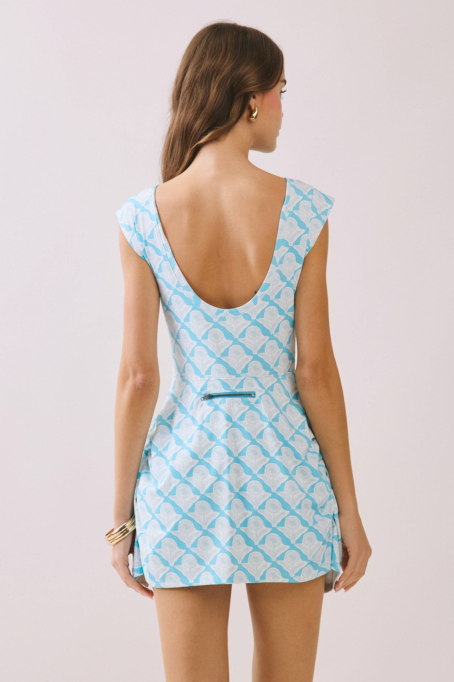 Aqua Floral Knit Wrap Athletic Romper