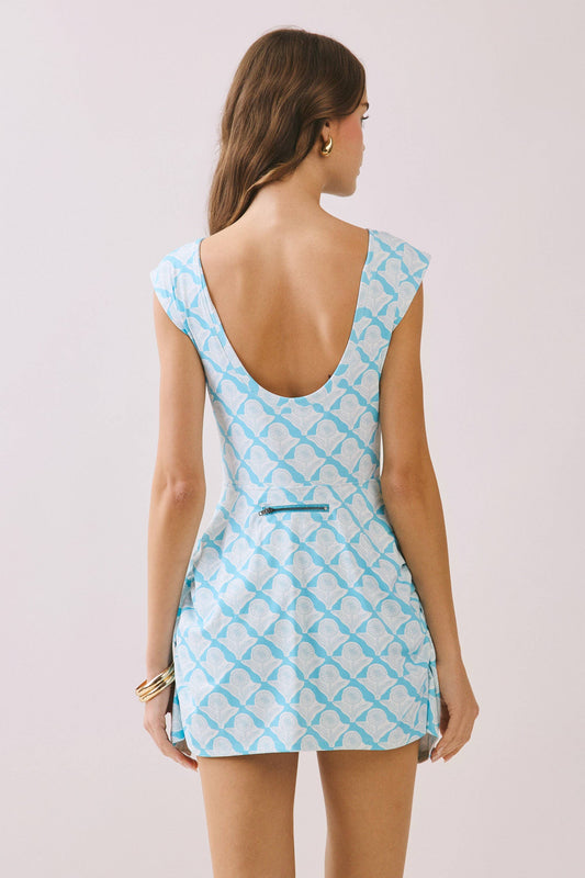 Aqua Floral Knit Wrap Athletic Romper