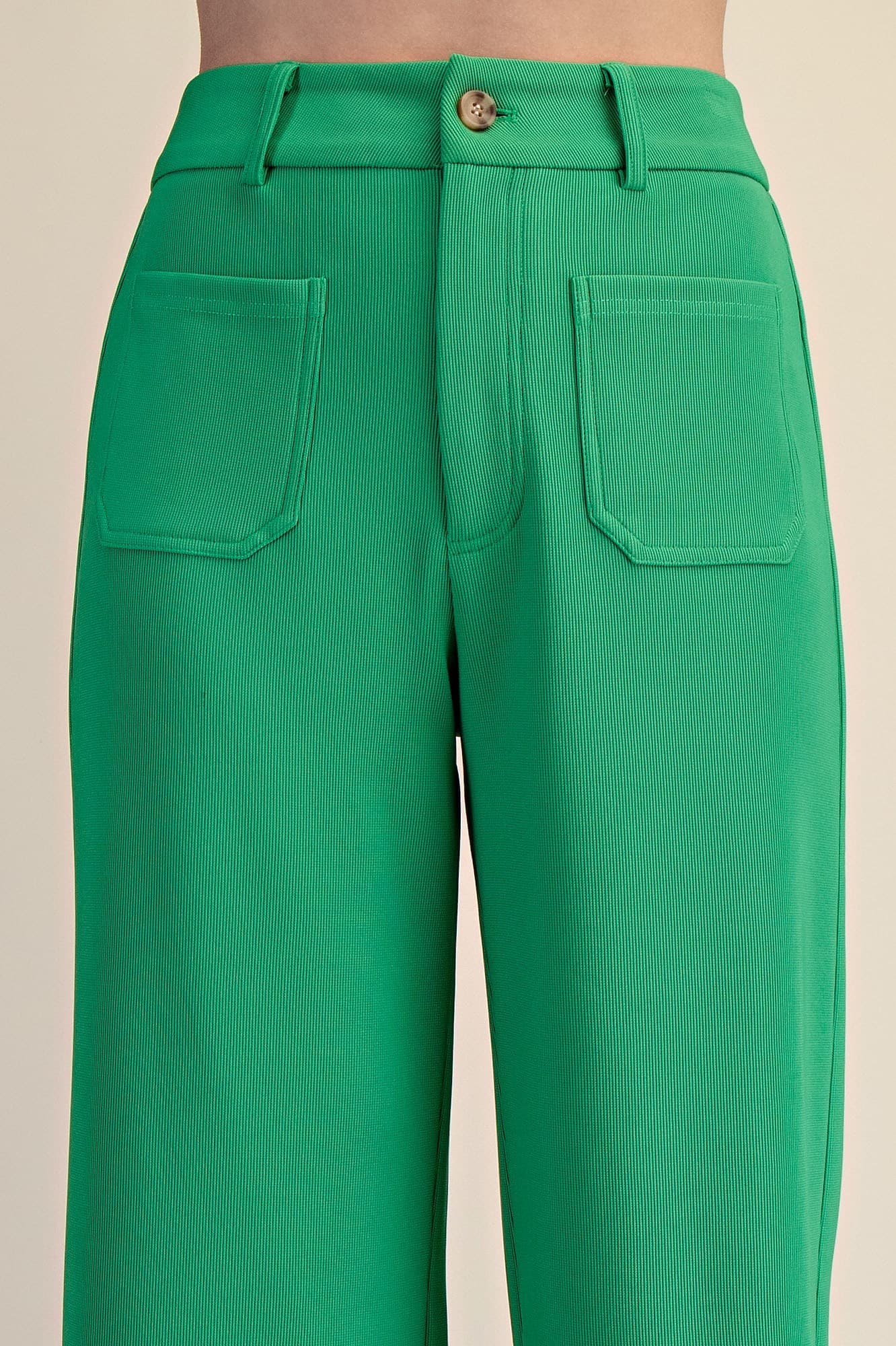 High Rise Wide Leg Pants - Green