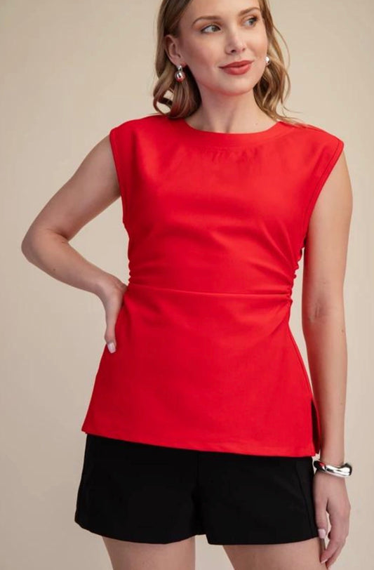 Red gathered Side Top