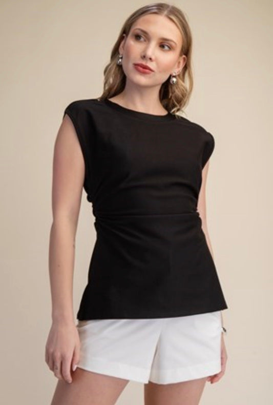 Black Gathered Side Top