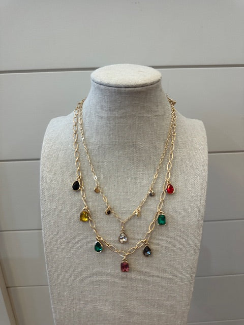 Multicolor Jewel Layered Necklace