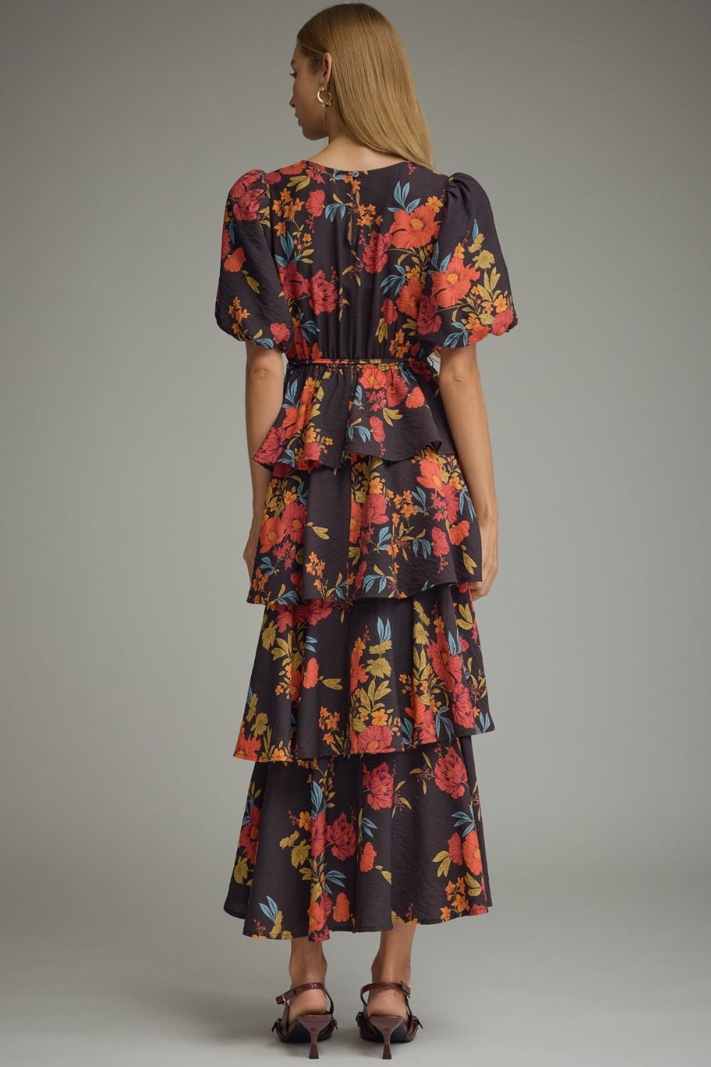 Plum Floral Garden Midi Dress