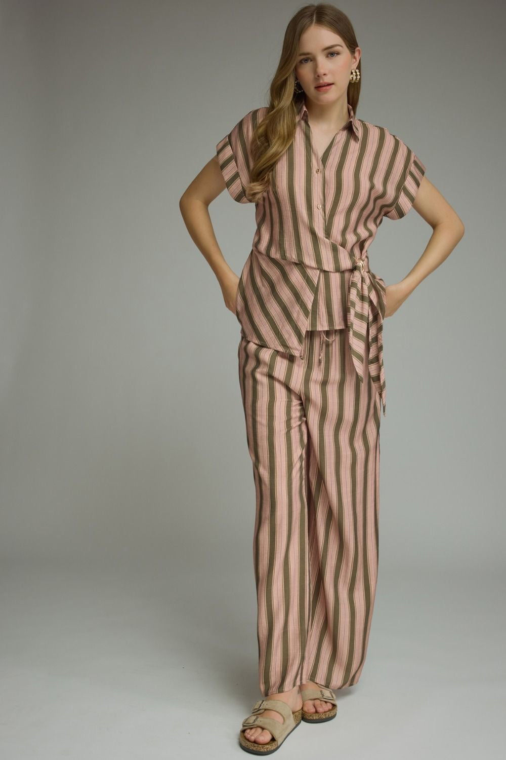 Entro Olive Striped Pants