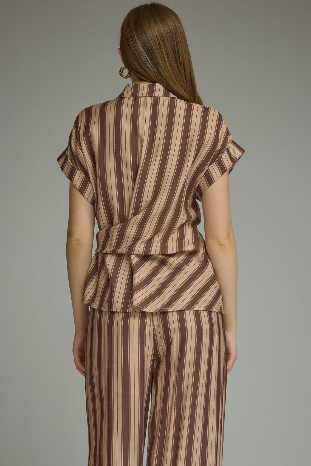 Entro Olive Striped Top