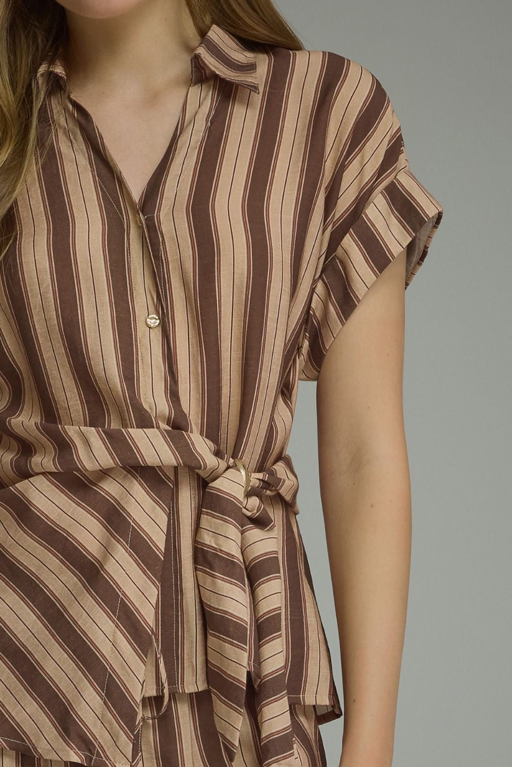 Entro Olive Striped Top
