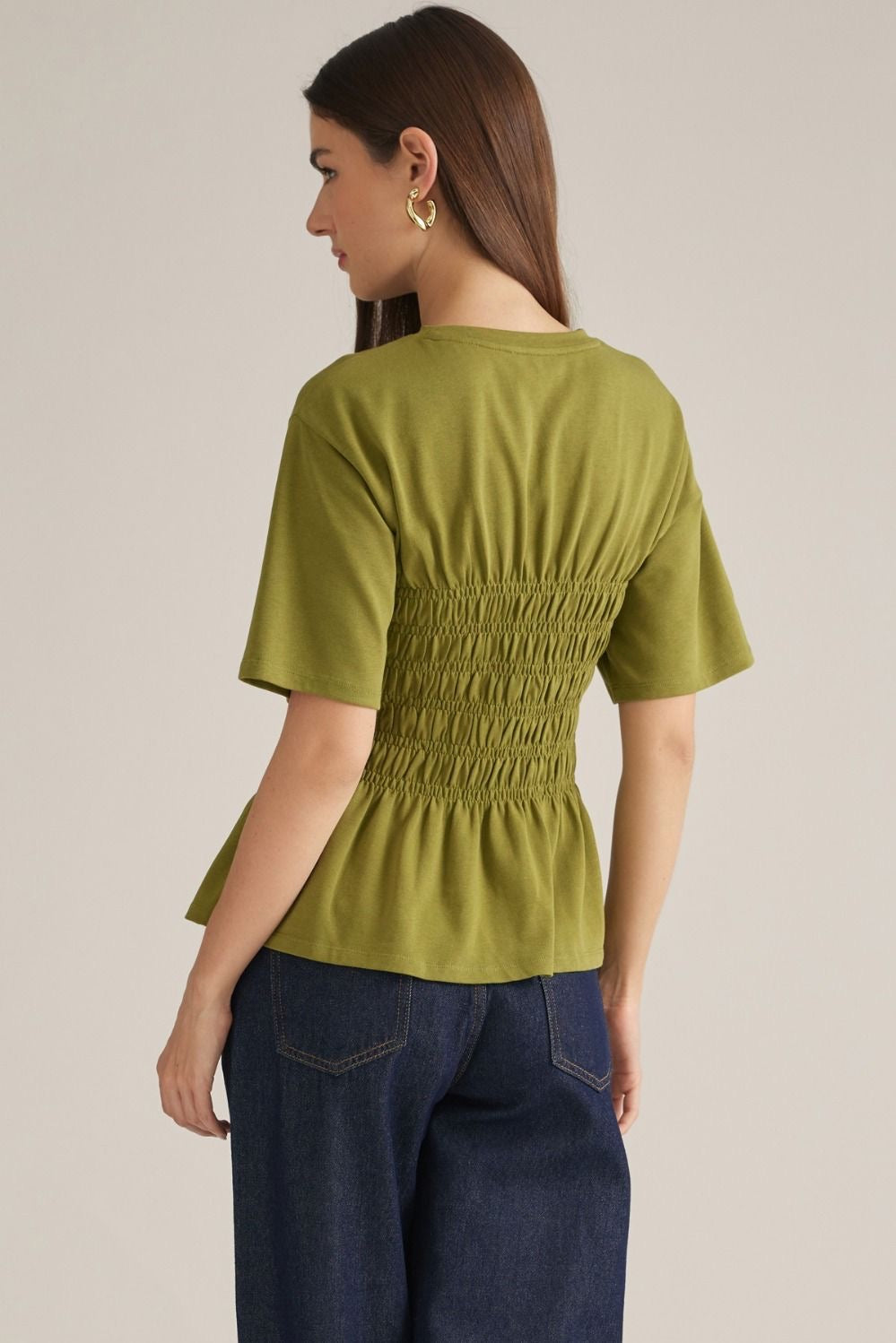Olive Green Smocked Top