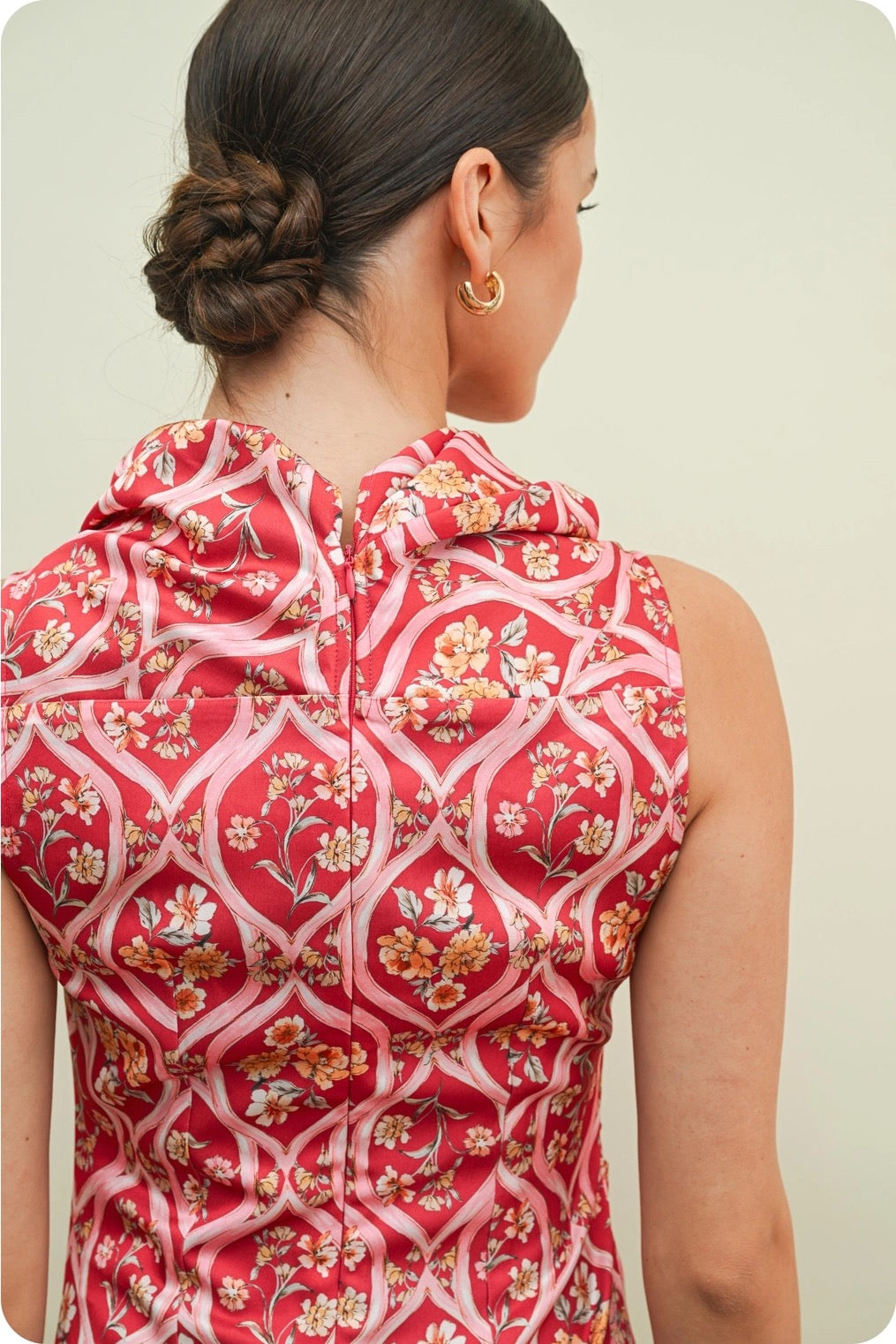 Cherry Mutli Printed Drapped Midi Dress