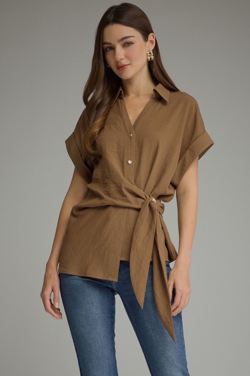 Side Wrap Tie Detail -Brown