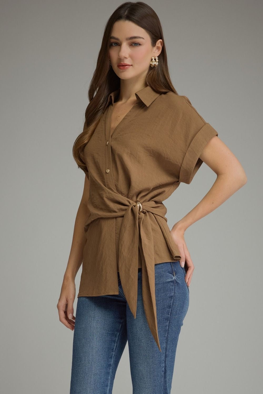 Side Wrap Tie Detail -Brown