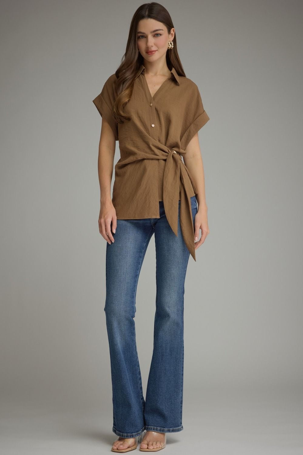 Side Wrap Tie Detail -Brown