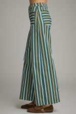 Entro Multi Color Stripe High Waist Pants - Olive/ Blue