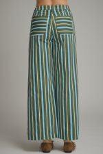 Entro Multi Color Stripe High Waist Pants - Olive/ Blue