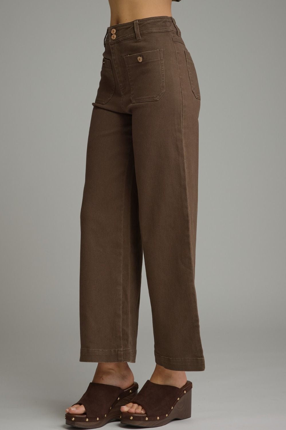 Entro Wide Leg Pants- Brown