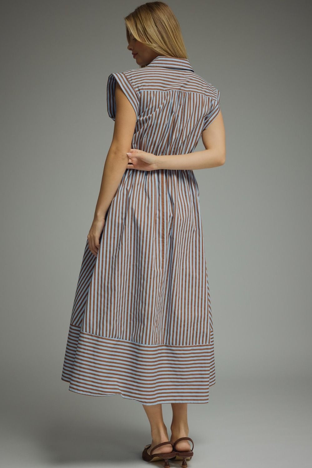 Striped Tie Waist Midi Dress
