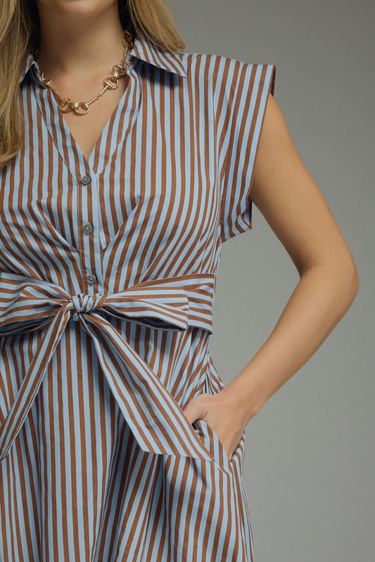 Striped Tie Waist Midi Dress