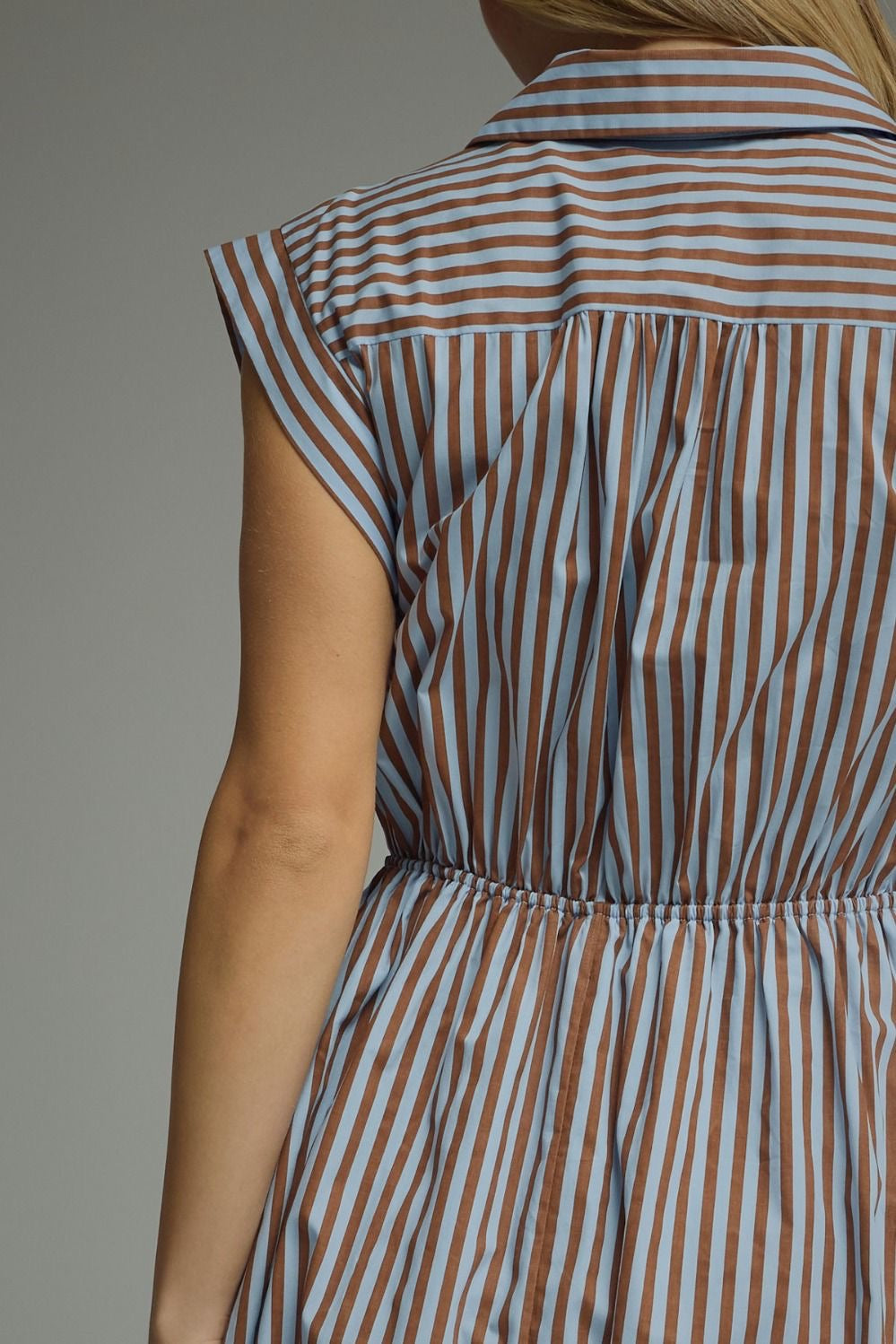 Striped Tie Waist Midi Dress
