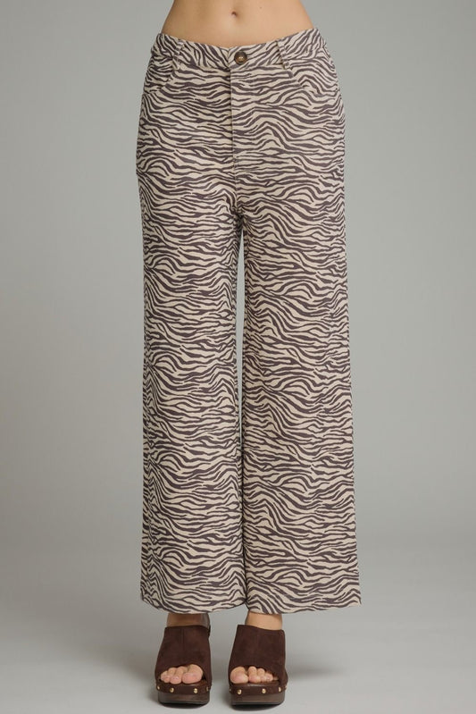 Entro Zebra Soft Material Pants - Ecru