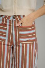 Entro Multi Color Stripe High Waist Pants - Brown/Blue