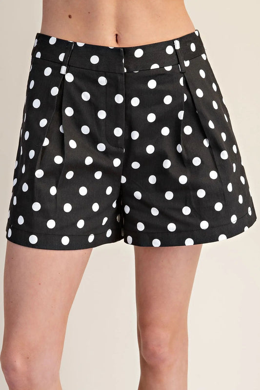 Black Polka Dot High Waist Shorts