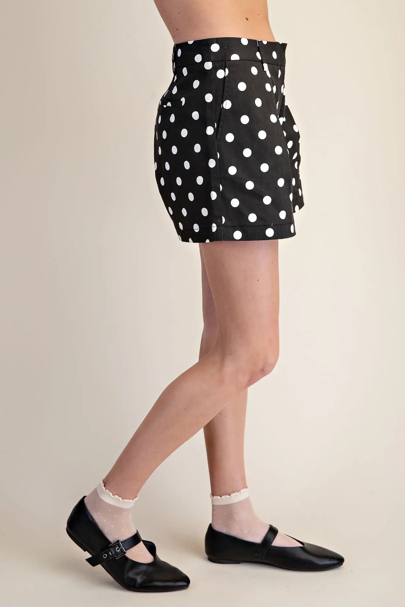 Black Polka Dot High Waist Shorts