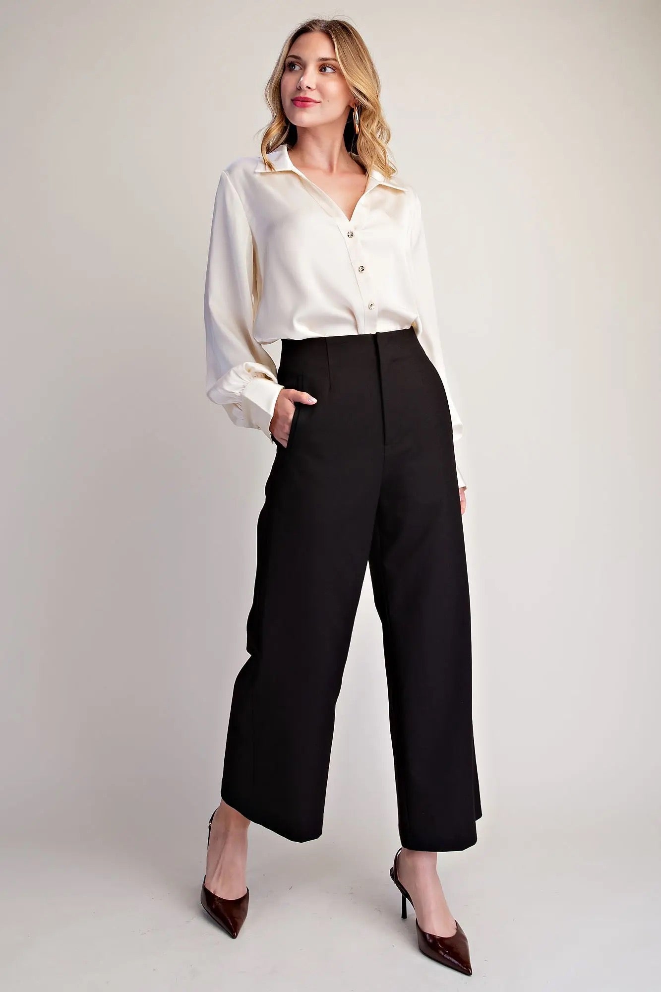 High Waist Wide Leg Pants - Black