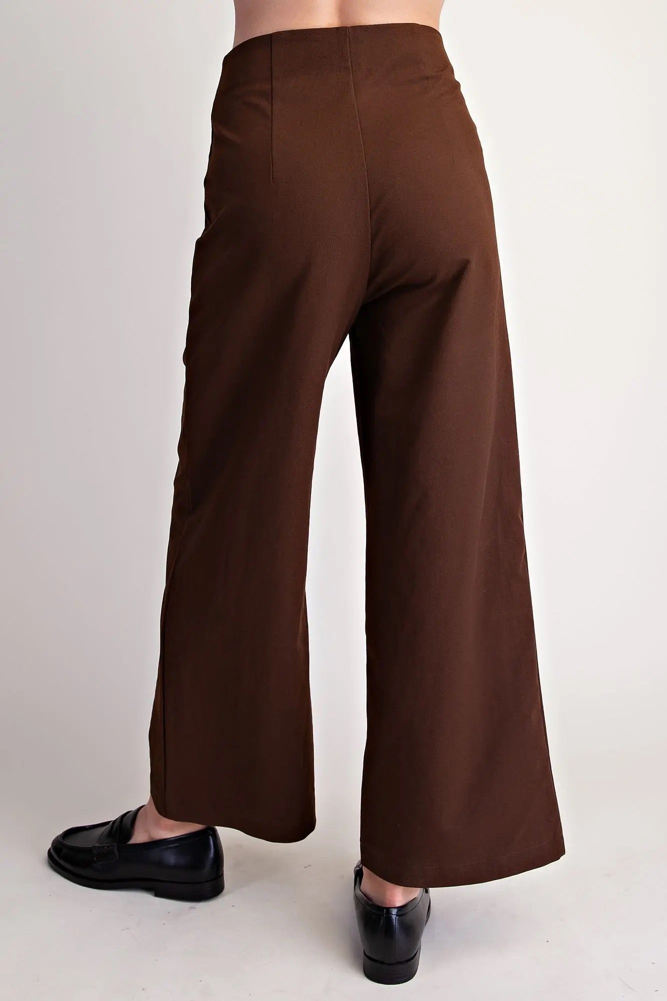 High Waist Wide Leg Pants - Brown