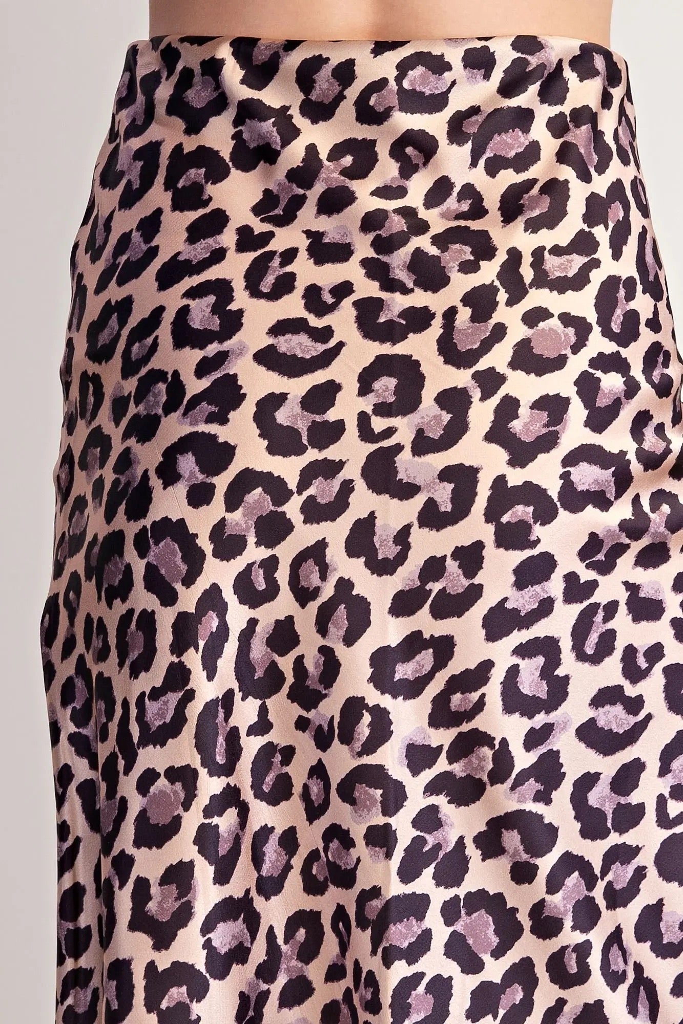 Satin Animal Print Skirt - Taupe