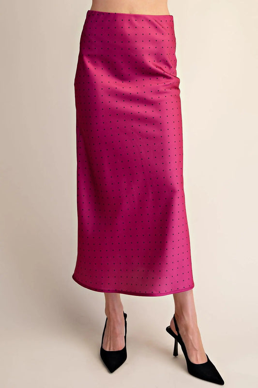 Magenta Polka Dot Satin Skirt