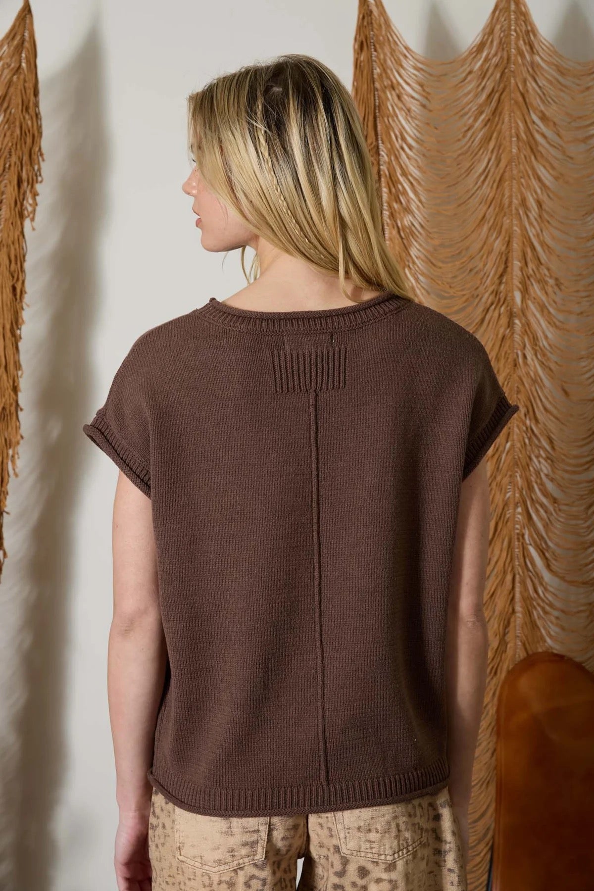 Western Embroidered Knit Sweater Top