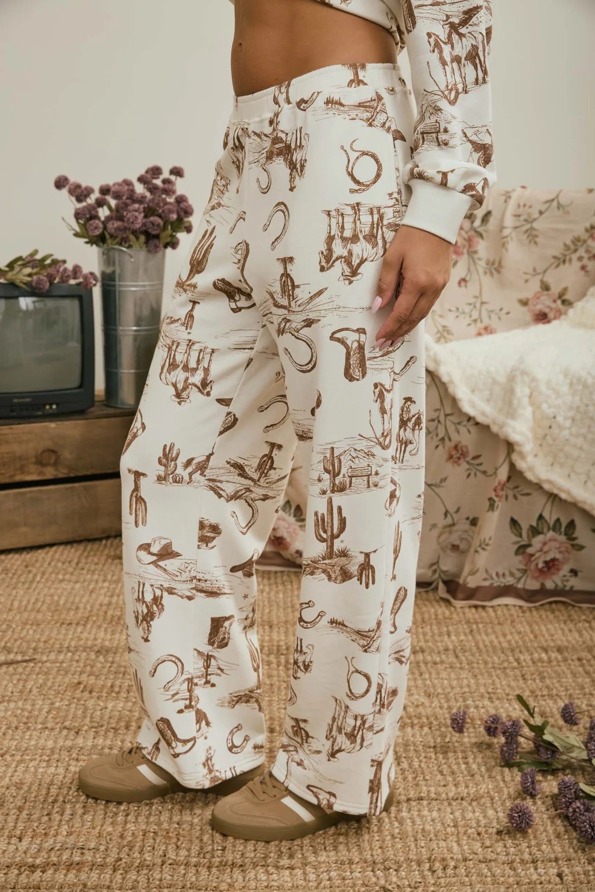 Western Print Knit Jogger Sweatpants