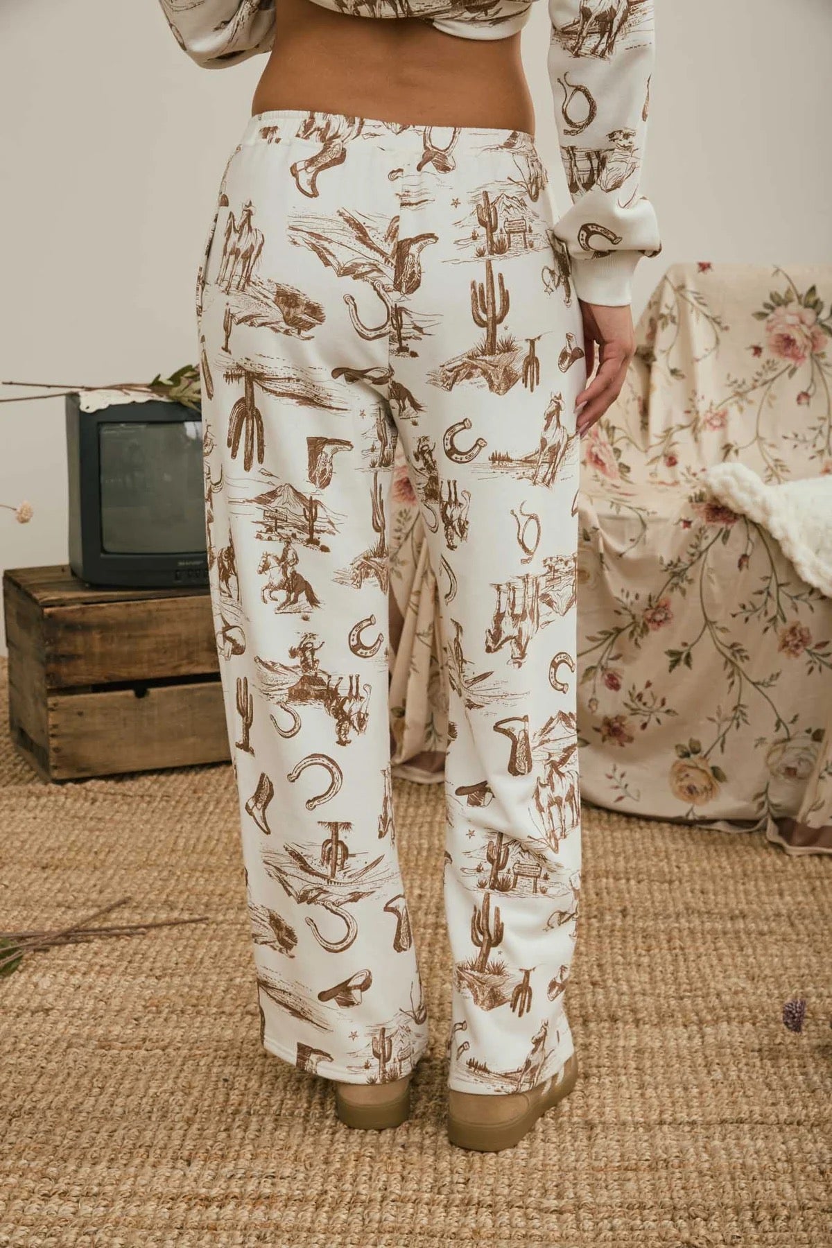 Western Print Knit Jogger Sweatpants