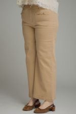 Solid Wide Leg Pants With Horsebit Pocket Entro - Camel