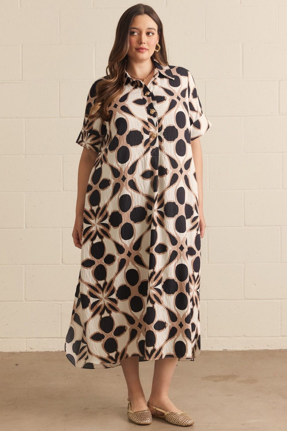 Janie Printed Dress- Black