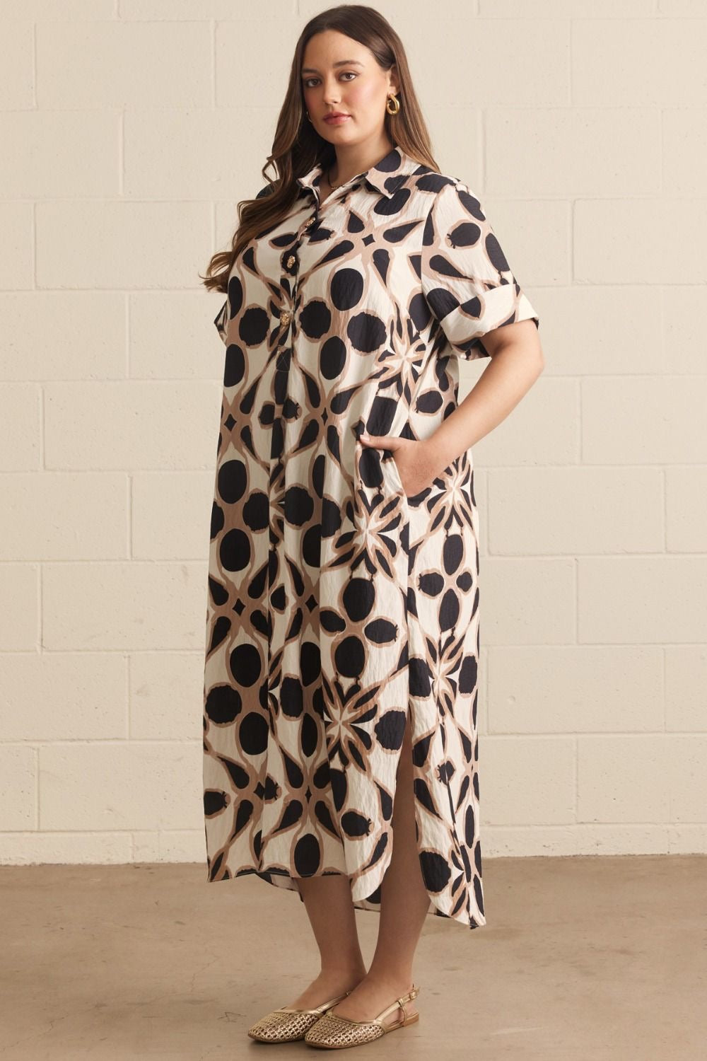 Janie Printed Dress- Black