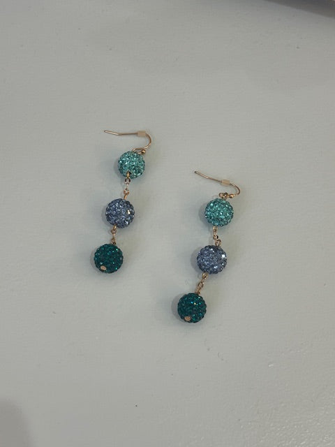 Blue Rhinestone Drop Earrings
